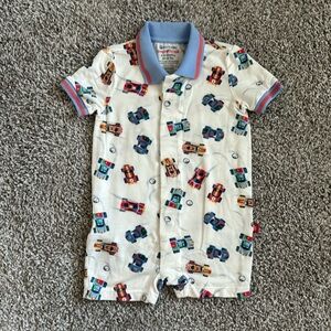 Magnetic Me race car polo shortie bodysuit, 6-9mo, like new!